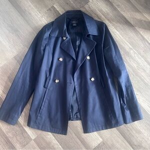 Brooks Brothers Navy Blue 96% Cotton TRench Coat Jacket Size 4 No Belt